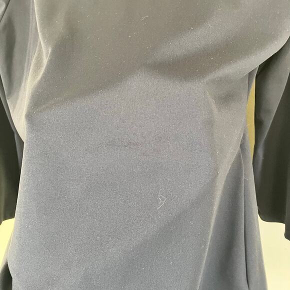 Ann Taylor Sz L Black Refined Stretch Wrap Top 3/4 Sleeve Fitted Feminine Office - Picture 6 of 16